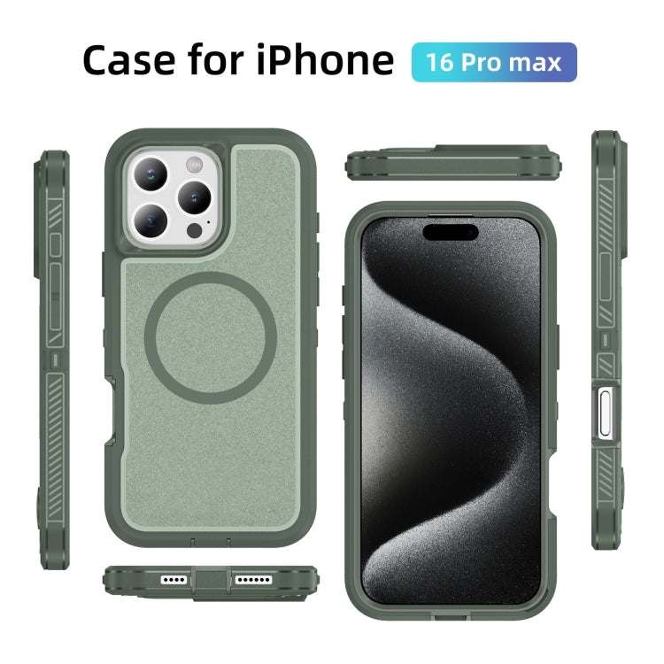 For iPhone 16 Pro Max Guard Magsafe Magnetic Ring Matte Phone Case(Green) - iPhone 16 Pro Max Cases by buy2fix | Online Shopping UK | buy2fix