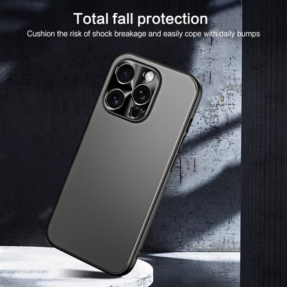 For iPhone 15 Pro R-JUST RJ-61 Electroplating Frosted TPU + PC Phone Case with Holder(Silver) - iPhone 15 Pro Cases by R-JUST | Online Shopping UK | buy2fix