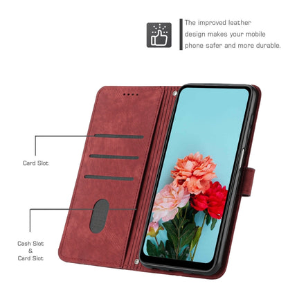 For OnePlus 13 Skin Feel Stripe Pattern Leather Phone Case with Lanyard(Red) - OnePlus Cases by buy2fix | Online Shopping UK | buy2fix