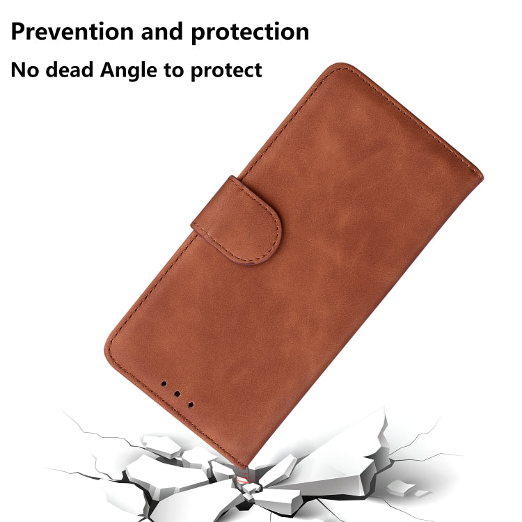 For Google Pixel 9 Pro Skin Feel Pure Color Flip Leather Phone Case(Brown) - Google Cases by buy2fix | Online Shopping UK | buy2fix