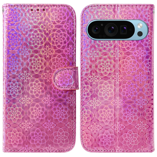 For Google Pixel 9 Pro Colorful Magnetic Buckle Leather Phone Case(Pink) - Google Cases by buy2fix | Online Shopping UK | buy2fix