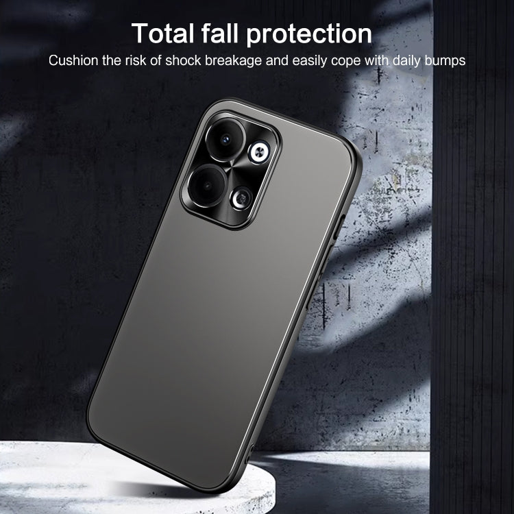 For OPPO Reno9 Pro+ R-JUST RJ-61 Electroplating Frosted TPU + PC Phone Case(Grey) - OPPO Cases by R-JUST | Online Shopping UK | buy2fix