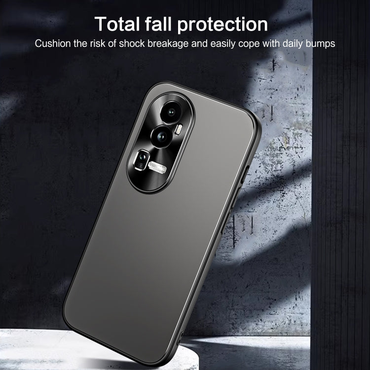 For OPPO Reno10 / Reno10 Pro Global R-JUST RJ-61 Electroplating Frosted TPU + PC Phone Case with Holder(Grey) - OPPO Cases by R-JUST | Online Shopping UK | buy2fix