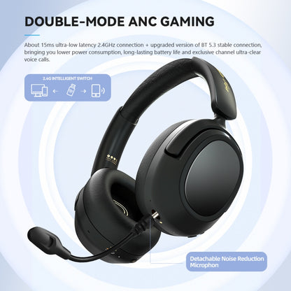 Eking ANC Noise Canceling Wireless Gaming Low Latency Headband Wireless Bluetooth Headphones, With 2.4G(Black) - Headset & Headphone by buy2fix | Online Shopping UK | buy2fix