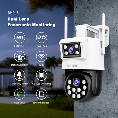 SriHome SH048 2MP + 2MP Humanoid Tracking Smart Night Vision Dual Lens IP Camera(EU Plug) - Wireless Camera by SriHome | Online Shopping UK | buy2fix