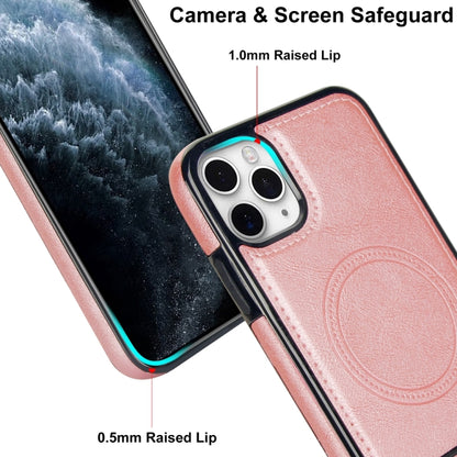 For iPhone 11 Pro Retro Leather Invisible Stand MagSafe Phone Case(Rose Gold) - iPhone 11 Pro Cases by buy2fix | Online Shopping UK | buy2fix