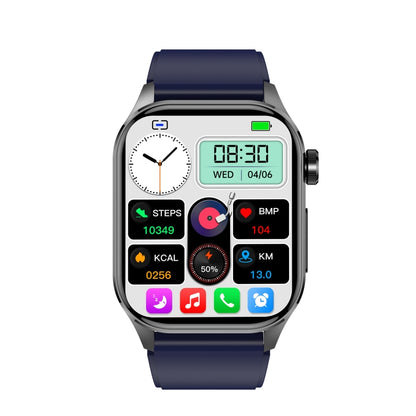 ET580 2.04 inch AMOLED Screen Sports Smart Watch Support Bluethooth Call /  ECG Function(Blue Silicone Band) - Smart Watches by buy2fix | Online Shopping UK | buy2fix