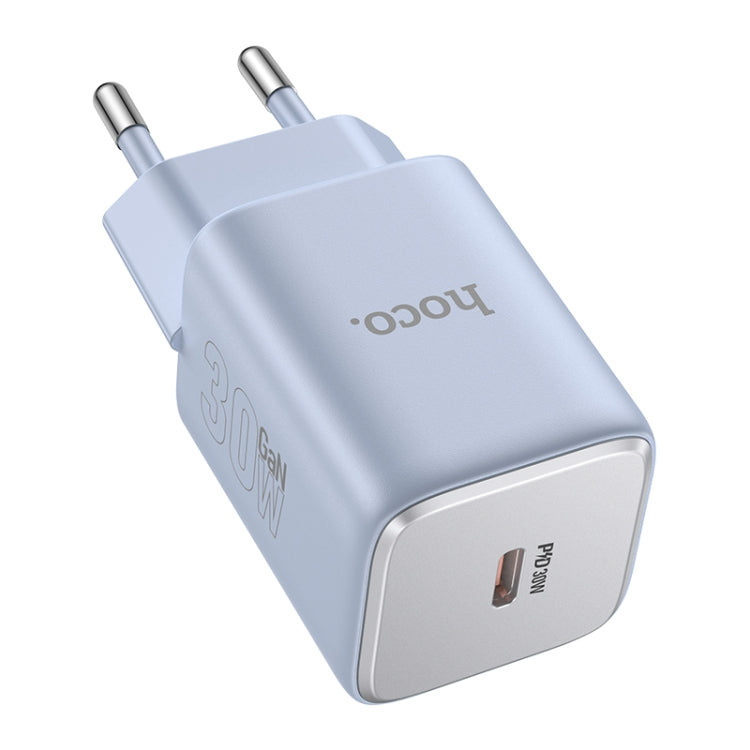 hoco N43 Vista PD30W Single Port Type-C Charger, EU Plug(Blue) - USB Charger by hoco | Online Shopping UK | buy2fix