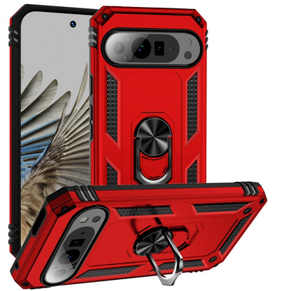 For Google Pixel 9 Pro Shockproof TPU + PC Phone Case with Holder(Red) - Google Cases by buy2fix | Online Shopping UK | buy2fix