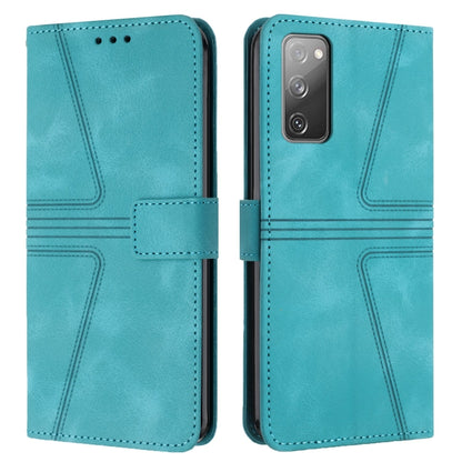 For Samsung Galaxy S20 FE 5G Triangle Solid Color Leather Phone Case(Green) - Galaxy S20 FE Cases by buy2fix | Online Shopping UK | buy2fix