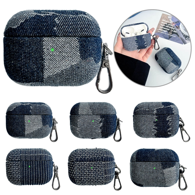 For AirPods 3 Stitching Denim Cloth Bluetooth Earphone Protective Case(Dark Color Lightning) - For AirPods 3 by buy2fix | Online Shopping UK | buy2fix