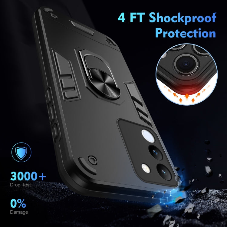 For vivo V29e 5G Shockproof Metal Ring Holder Phone Case(Black) - vivo Cases by buy2fix | Online Shopping UK | buy2fix