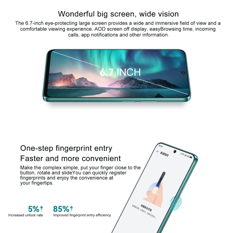 Hi Enjoy 70 Pro 5G, 8GB+128GB, Side Fingerprint Identification, 6.7 inch HarmonyOS 4.0 Dimensity 700 Octa Core 2.2GHz, Network: 5G, OTG, Not Support Google Play(Green) - Huawei Mate & P by Huawei | Online Shopping UK | buy2fix