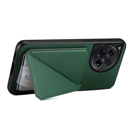 For OnePlus 12 D04 Calf Texture Dual Card Slot Holder Phone Case(Green) - OnePlus Cases by buy2fix | Online Shopping UK | buy2fix