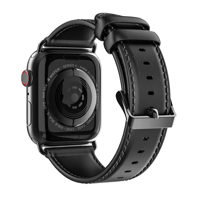 For Apple Watch SE 2023 40mm DUX DUCIS Business Genuine Leather Watch Strap(Black) - Watch Bands by DUX DUCIS | Online Shopping UK | buy2fix