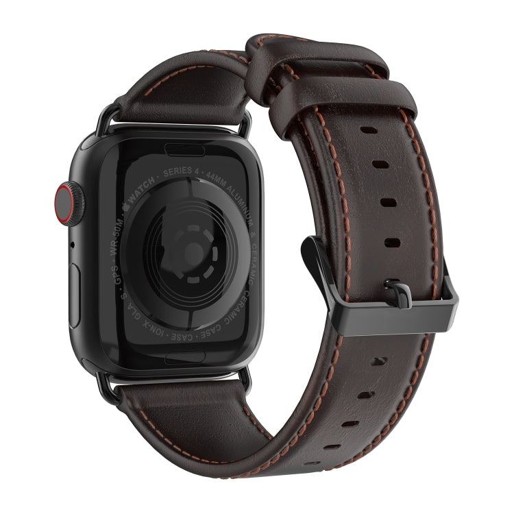 For Apple Watch Ultra 2 49mm DUX DUCIS Business Genuine Leather Watch Strap(Coffee) - Watch Bands by DUX DUCIS | Online Shopping UK | buy2fix