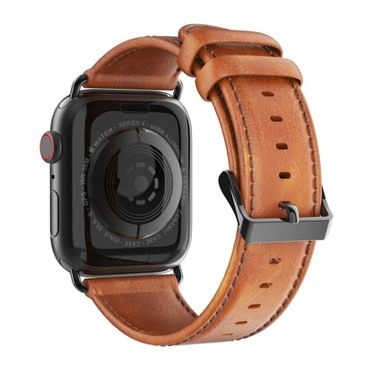 For Apple Watch Series 9 45mm DUX DUCIS Business Genuine Leather Watch Strap(Khaki) - Watch Bands by DUX DUCIS | Online Shopping UK | buy2fix