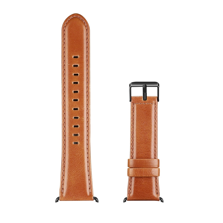 For Apple Watch Series 5 44mm DUX DUCIS Business Genuine Leather Watch Strap(Khaki) - Watch Bands by DUX DUCIS | Online Shopping UK | buy2fix