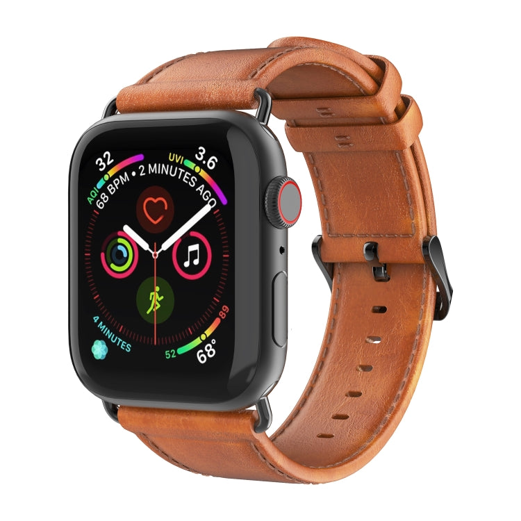 For Apple Watch Series 2 38mm DUX DUCIS Business Genuine Leather Watch Strap(Khaki) - Watch Bands by DUX DUCIS | Online Shopping UK | buy2fix