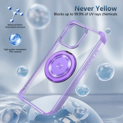 For iPhone 15 Plus Gold Shield CD Pattern MagSafe Magnetic Phone Case with Rotating Stand(Transparent Purple) - iPhone 15 Plus Cases by buy2fix | Online Shopping UK | buy2fix