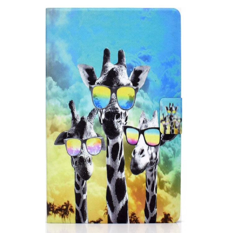 For Lenovo Tab M11 / Xiaoxin Pad 11 2024 Electric Pressed Colored Drawing Smart Leather Tablet Case(Glasses Giraffe) - Lenovo by buy2fix | Online Shopping UK | buy2fix