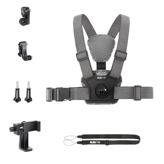 6 in 1 360 Phone Clamp Adjustable Body Mount Belt Chest Strap with Mount & Screw(Grey) - Chest Belt by RUIGPRO | Online Shopping UK | buy2fix