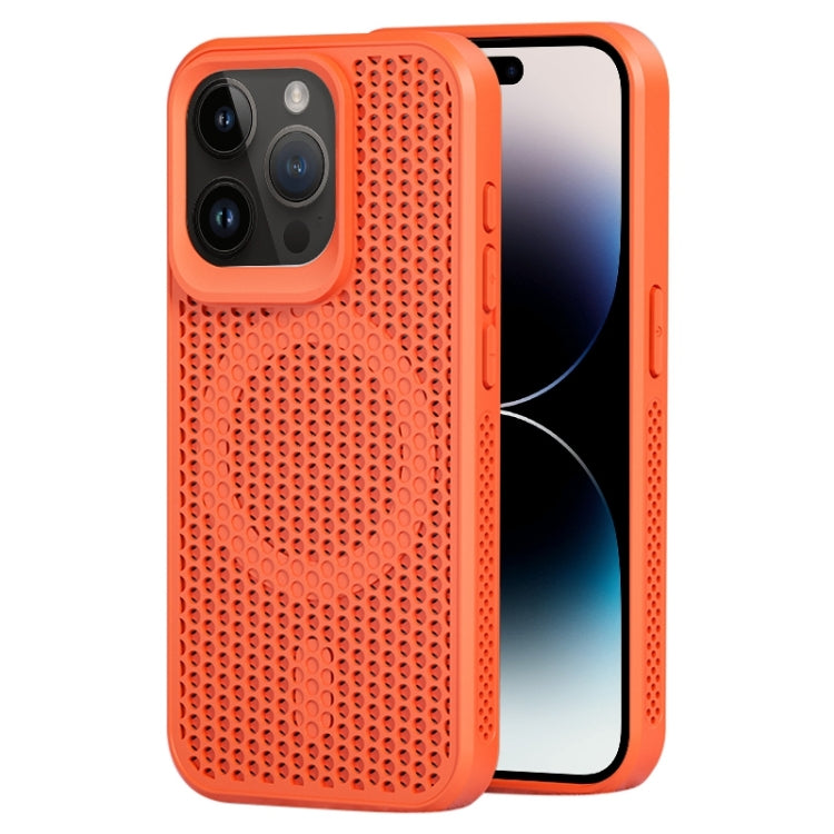 For iPhone 14 Pro MagSafe Magnetic Heat Dissipation Phone Case(Orange) - iPhone 14 Pro Cases by buy2fix | Online Shopping UK | buy2fix