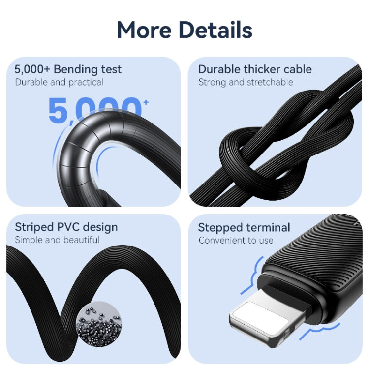 USAMS US-SJ697 USB-C / Type-C to 8 Pin 30W Striped Fast Charge Data Cable, Length:2m(Blue) - 2 in 1 Cable by USAMS | Online Shopping UK | buy2fix