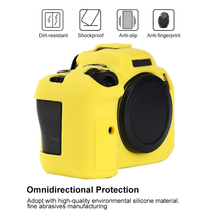 For Canon EOS R6 Mark II Litchi Texture Soft Silicone Protective Case(Yellow) - Protective Case by buy2fix | Online Shopping UK | buy2fix