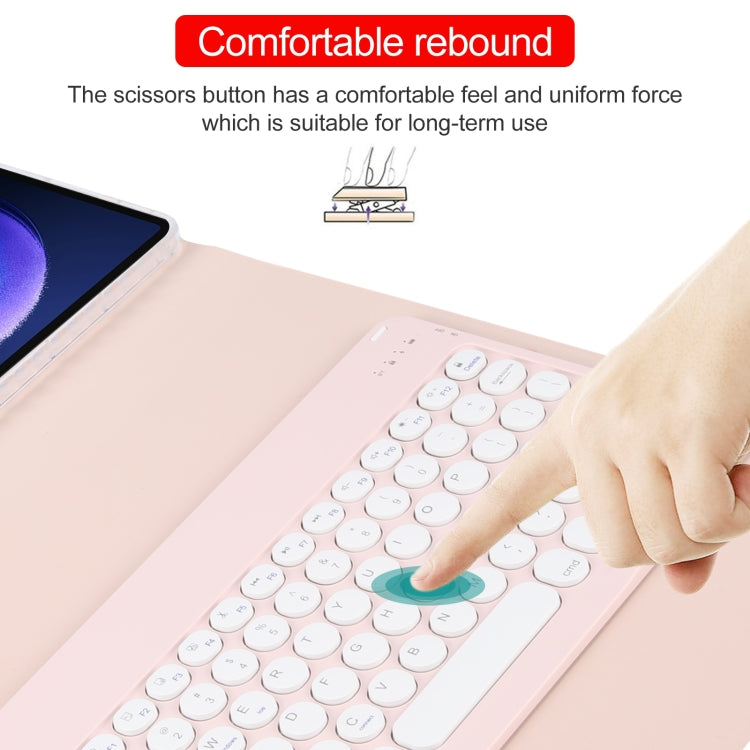 For Xiaomi Pad 6 Round Button Bluetooth Keyboard Rotatable Holder Leather Case(Rose Gold) - Others Keyboard by buy2fix | Online Shopping UK | buy2fix