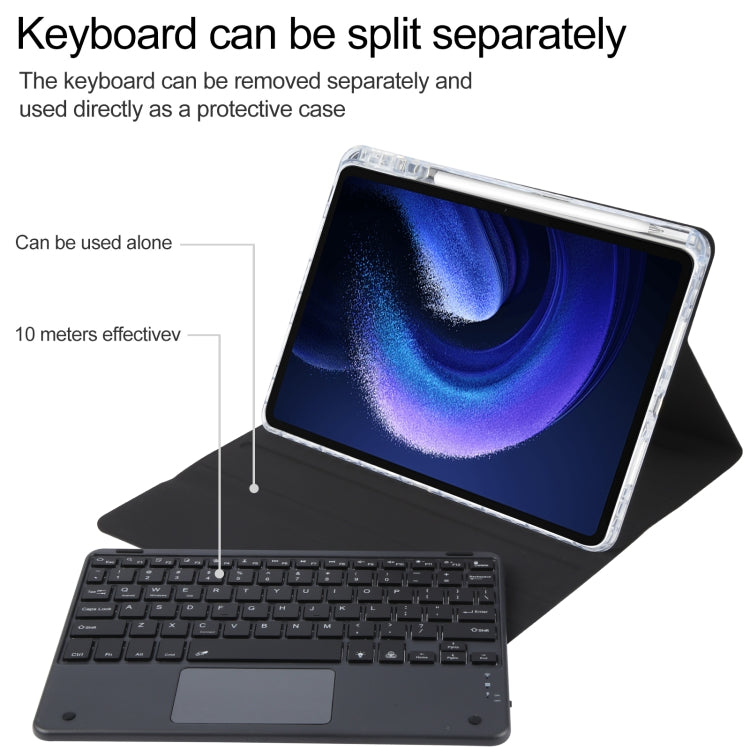 For Xiaomi Pad 6 Square Button Bluetooth Keyboard Rotatable Holder Leather Case with Touchpad(Black) - Others Keyboard by buy2fix | Online Shopping UK | buy2fix