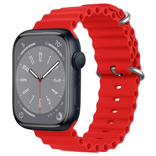 For Apple Watch Series 8 45mm ZGA Ocean Silicone Watch Band(Red) - Watch Bands by ZGA | Online Shopping UK | buy2fix