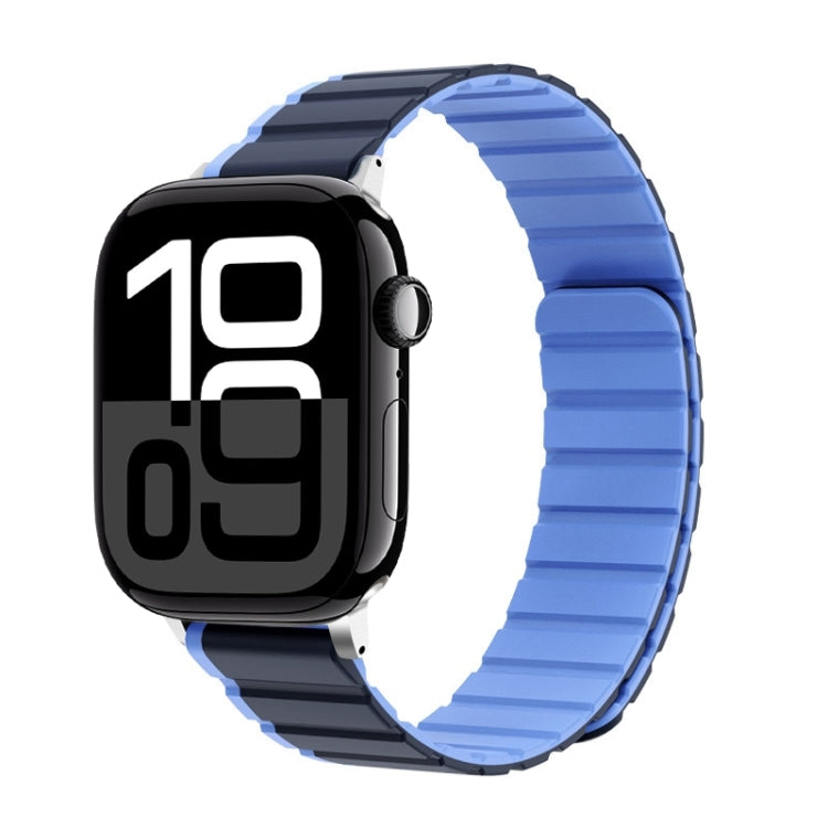 For Apple Watch Series 10 46mm ZGA Two Color Magnetic Silicone Watch Band(Dark Blue+Light Blue) - Watch Bands by ZGA | Online Shopping UK | buy2fix