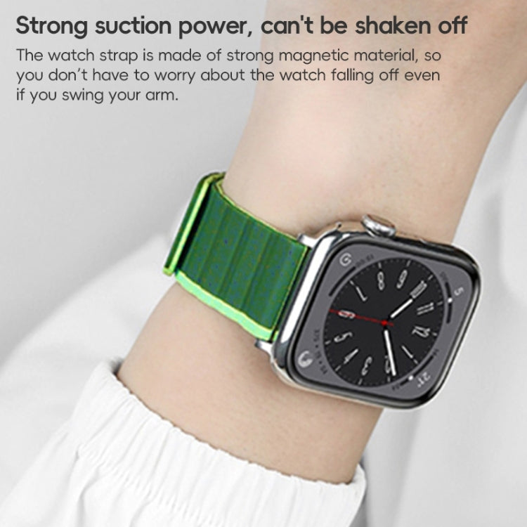 For Apple Watch Series 7 45mm ZGA Two Color Magnetic Silicone Watch Band(Dark Green+Light Green) - Watch Bands by ZGA | Online Shopping UK | buy2fix