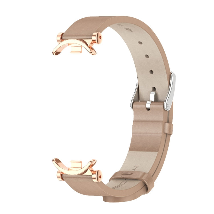 For Xiaomi Mi Band 8 / 9 / 9 NFC Mijobs GT4 First Layer Cowhide Watch Band(Apricot Rose Gold) - Watch Bands by MIJOBS | Online Shopping UK | buy2fix