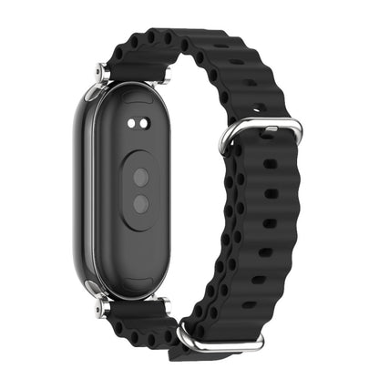 For Xiaomi Mi Band 8 / 9 / 9 NFC Mijobs GT4 Marine Silicone Breathable Watch Band(Black Silver) - Watch Bands by MIJOBS | Online Shopping UK | buy2fix