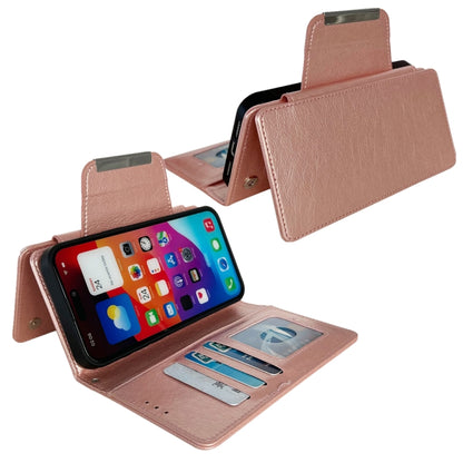 For iPhone 16 Pro Multifunctional Seven Cards Wallet Leather Phone Case(Rose Gold) - iPhone 16 Pro Cases by buy2fix | Online Shopping UK | buy2fix