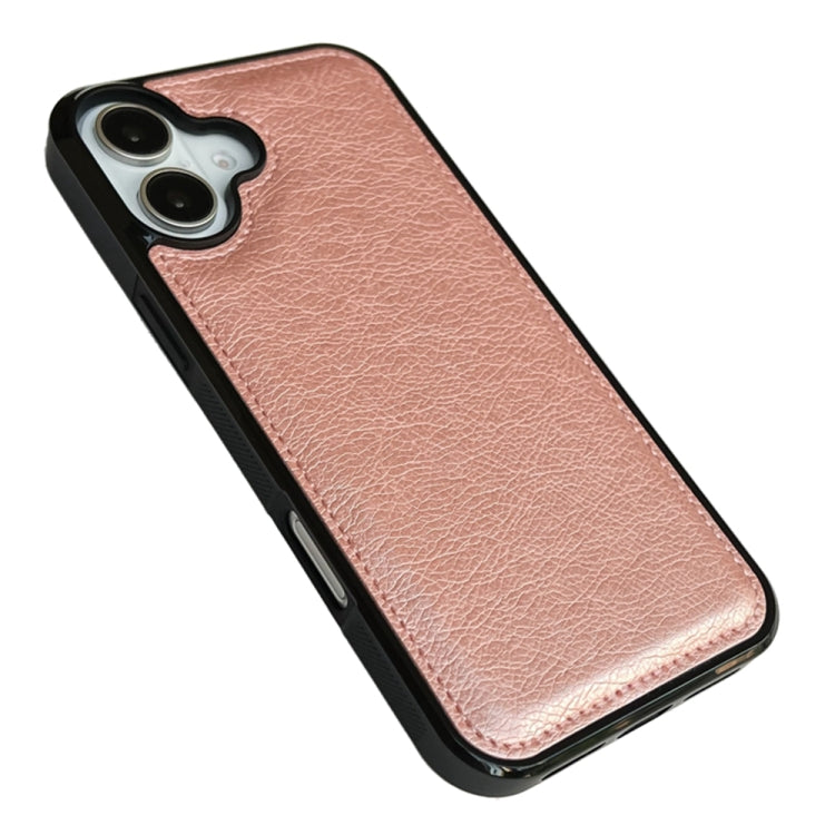 For iPhone 16 Plus Cowhide Texture Back Cover Phone Case(Rose Gold) - iPhone 16 Plus Cases by buy2fix | Online Shopping UK | buy2fix