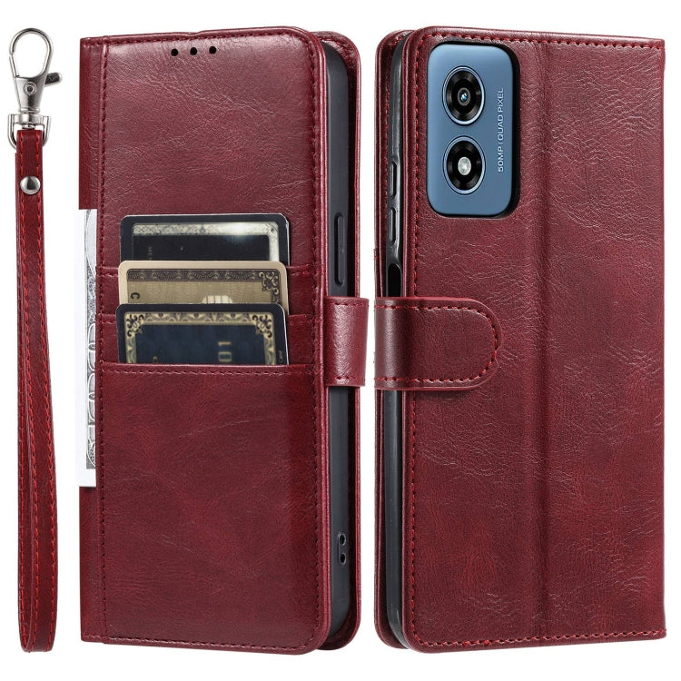 For Motorola Moto G Play 2024 Simple 6-Card Wallet Leather Phone Case(Wine Red) - Motorola Cases by buy2fix | Online Shopping UK | buy2fix