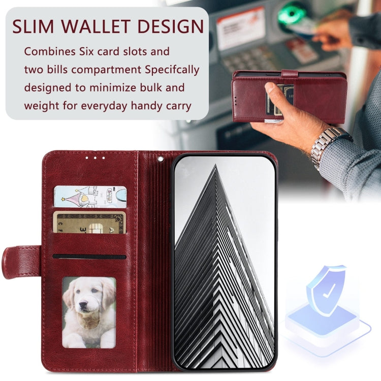 For Motorola Moto G Play 2024 Simple 6-Card Wallet Leather Phone Case(Wine Red) - Motorola Cases by buy2fix | Online Shopping UK | buy2fix