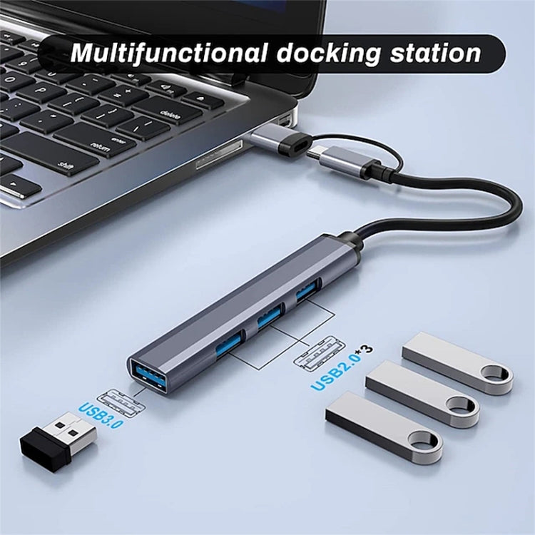 809-A 6 in 1 USB+Type-C to USB Multifunctional Docking Station HUB Adapter - USB HUB by buy2fix | Online Shopping UK | buy2fix