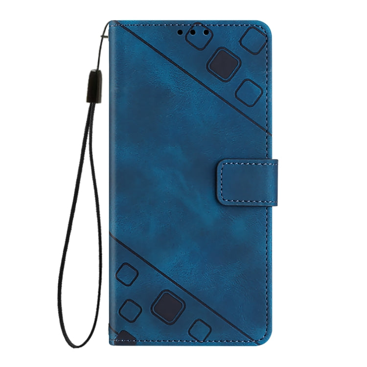 For OnePlus 12 5G Global Skin-feel Embossed Leather Phone Case(Blue) - OnePlus Cases by buy2fix | Online Shopping UK | buy2fix