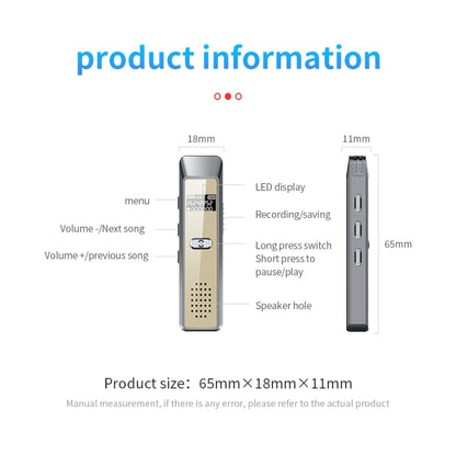 JNN Q7 Mini Portable Voice Recorder with OLED Screen, Memory:4GB(Grey+Gold) - Recording Pen by JNN | Online Shopping UK | buy2fix