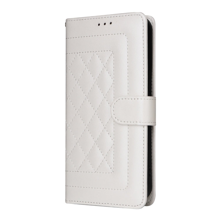 For iPhone 16 Pro Diamond Lattice Leather Flip Phone Case(White) - iPhone 16 Pro Cases by buy2fix | Online Shopping UK | buy2fix