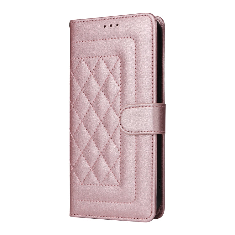 For iPhone 16 Pro Max Diamond Lattice Leather Flip Phone Case(Rose Gold) - iPhone 16 Pro Max Cases by buy2fix | Online Shopping UK | buy2fix