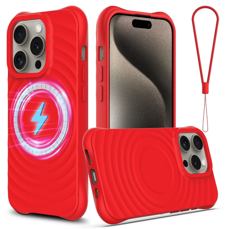 For iPhone 13 Pro Max Wave Texture MagSafe Magnetic Liquid Silicone Phone Case(Red) - iPhone 13 Pro Max Cases by buy2fix | Online Shopping UK | buy2fix