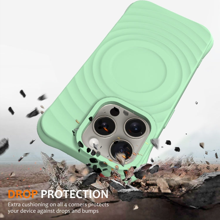 For iPhone 16 Pro Wave Texture MagSafe Magnetic Liquid Silicone Phone Case(Green) - iPhone 16 Pro Cases by buy2fix | Online Shopping UK | buy2fix