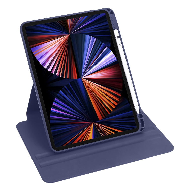 For iPad Air 11 2024 Acrylic 360 Degree Rotation Holder Leather Tablet Case(Dark Blue) - iPad Air 11 2024 Cases by buy2fix | Online Shopping UK | buy2fix