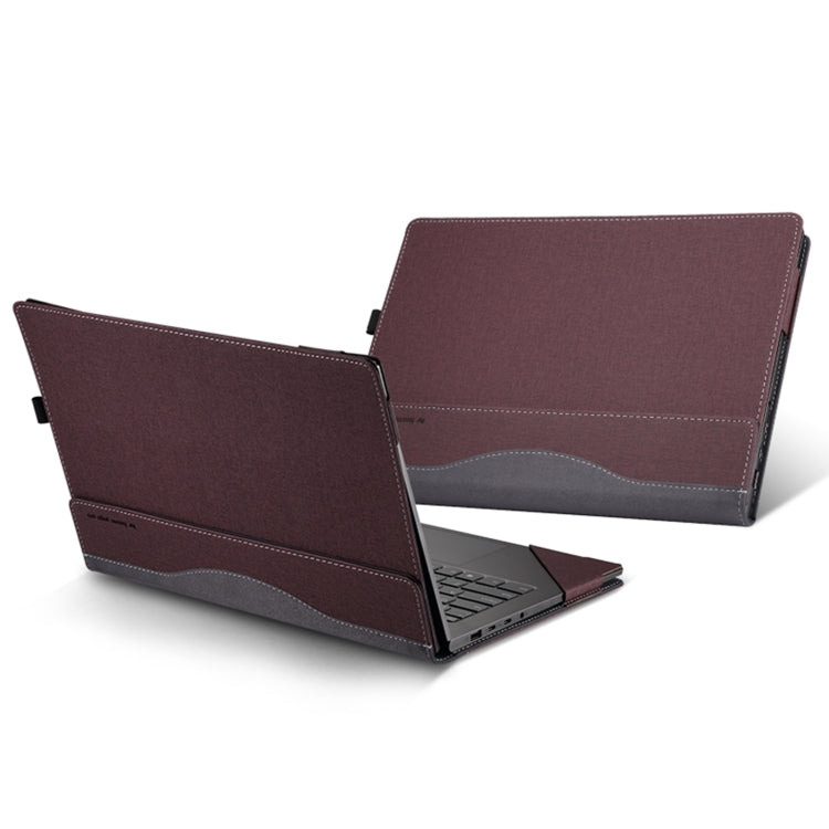 For HP Pavilion X360 Convertible 14-dy Leather Laptop Shockproof Protective Case(Wine Red) - Screen & Keyboard Cover by buy2fix | Online Shopping UK | buy2fix