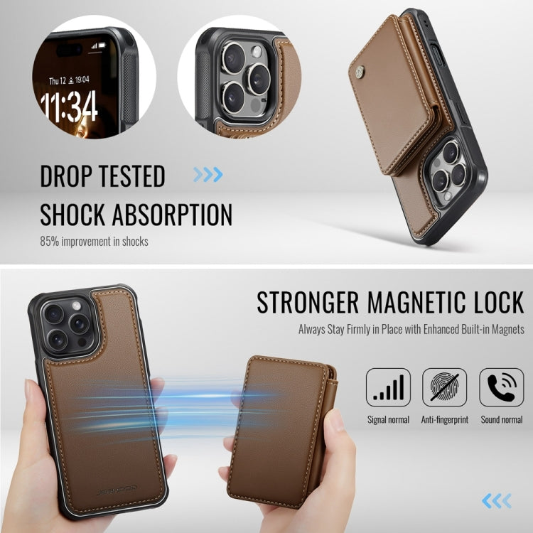 For iPhone 16 Pro Max JEEHOOD J05 Business Magnetic Style RFID Leather Phone Case(Brown) - iPhone 16 Pro Max Cases by JEEHOOD | Online Shopping UK | buy2fix